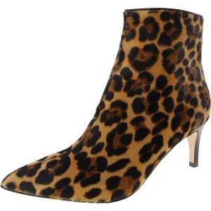 Sheeba Womens Calf Hair Animal Print Ankle Boots