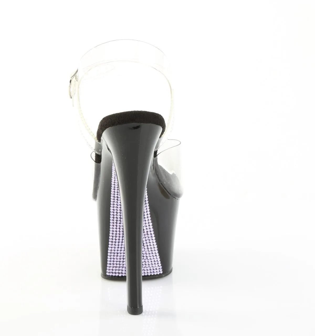SKY-308CRS Platform Shoes Clear/Black-Lavender Rhinestone