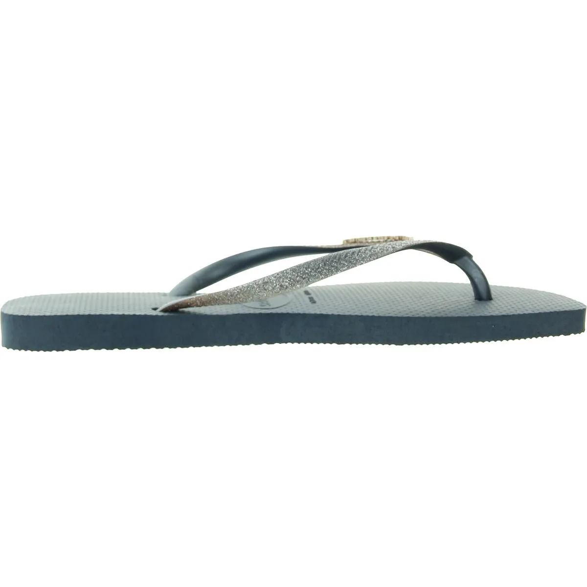 Slim Square Glitter Womens Glitter Rubber Flip-Flops