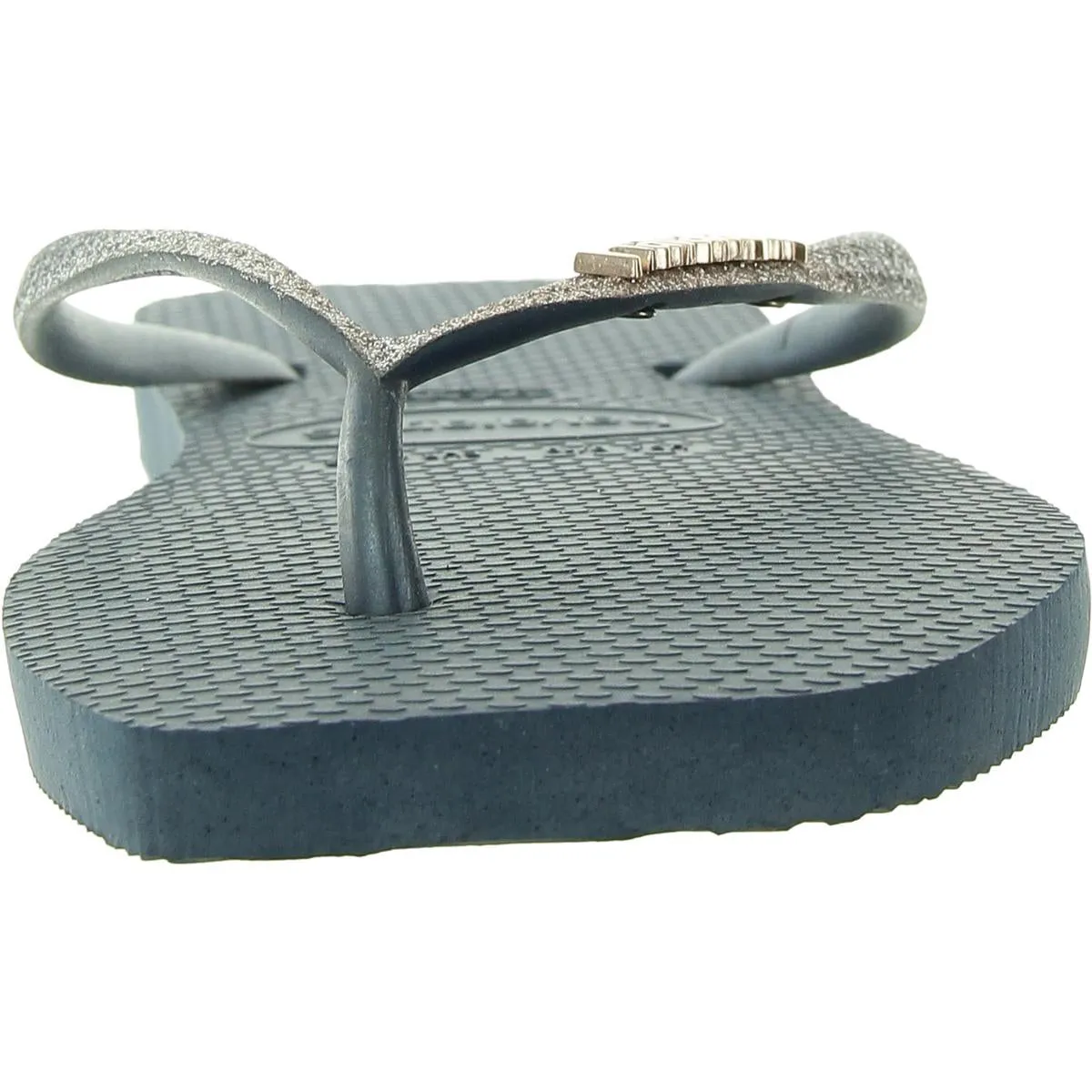 Slim Square Glitter Womens Glitter Rubber Flip-Flops