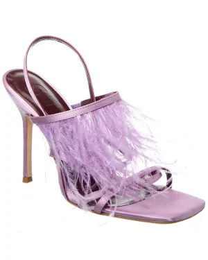 STAUD Anise Feather Satin Slingback Sandal