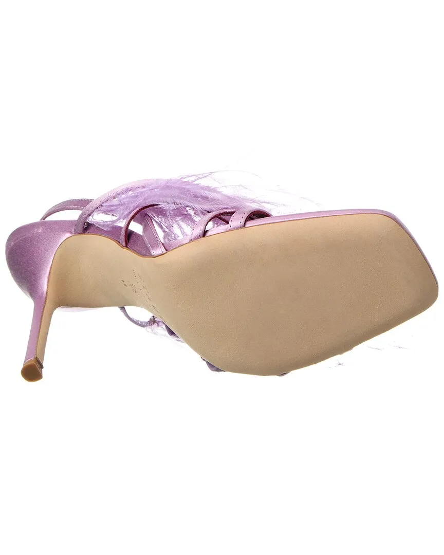 STAUD Anise Feather Satin Slingback Sandal