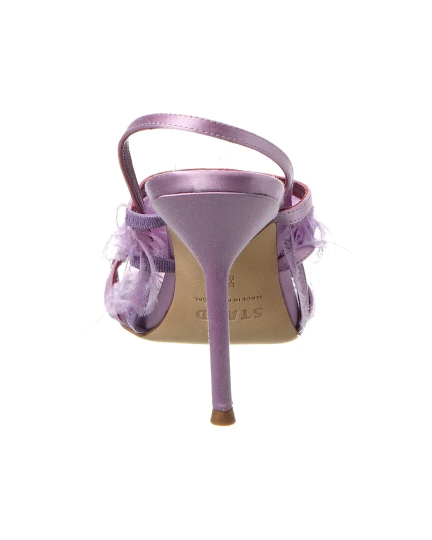 STAUD Anise Feather Satin Slingback Sandal