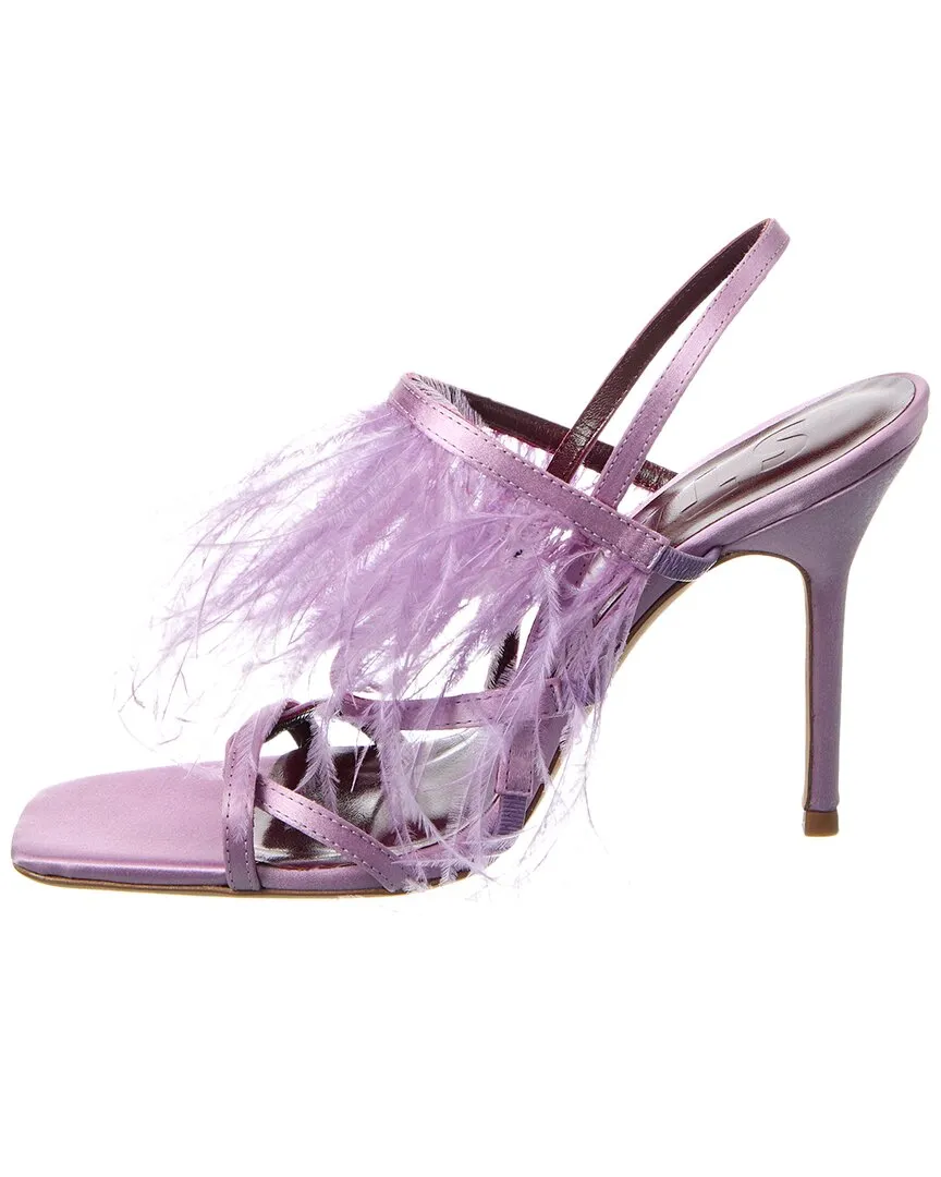 STAUD Anise Feather Satin Slingback Sandal