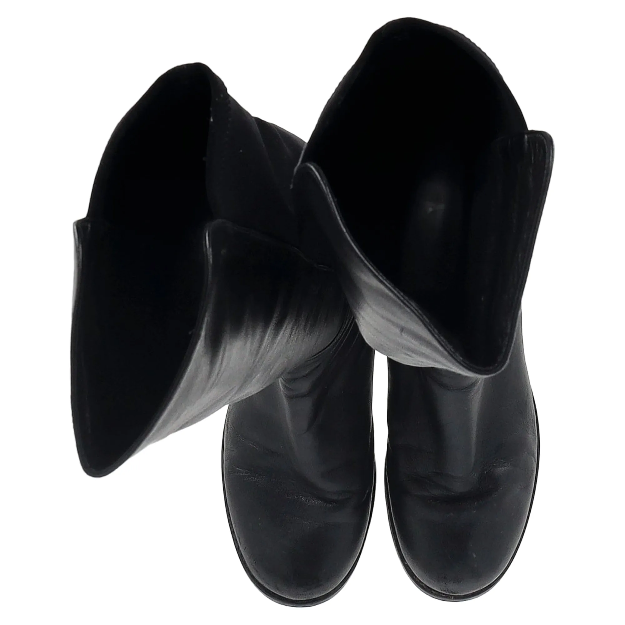Stuart Weitzman 5050 Knee-High Boots in Black Calfskin Leather and Suede