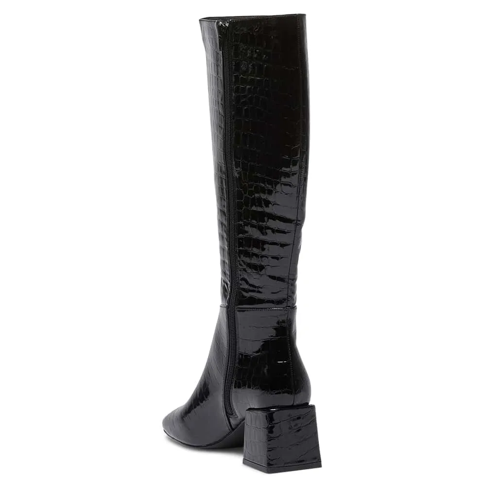 Tabby Boot in Black Croc