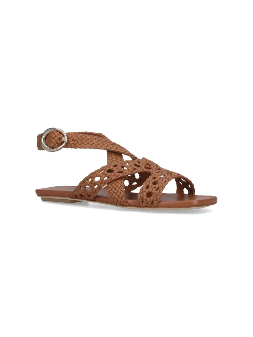 Thea" Slingback Sandals  Brown
