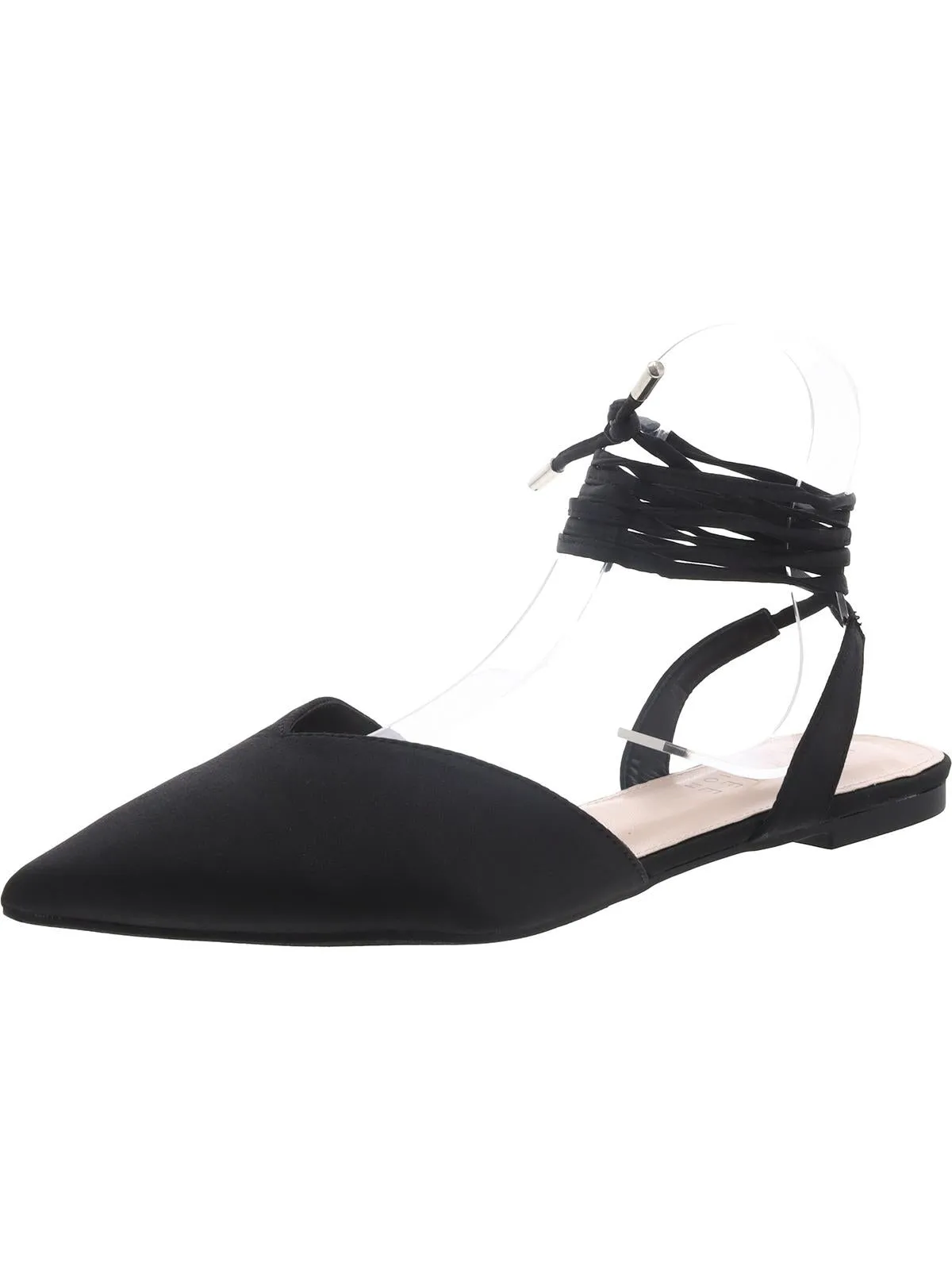 Theia Womens Satin Ankle Wrap Ballet Flats