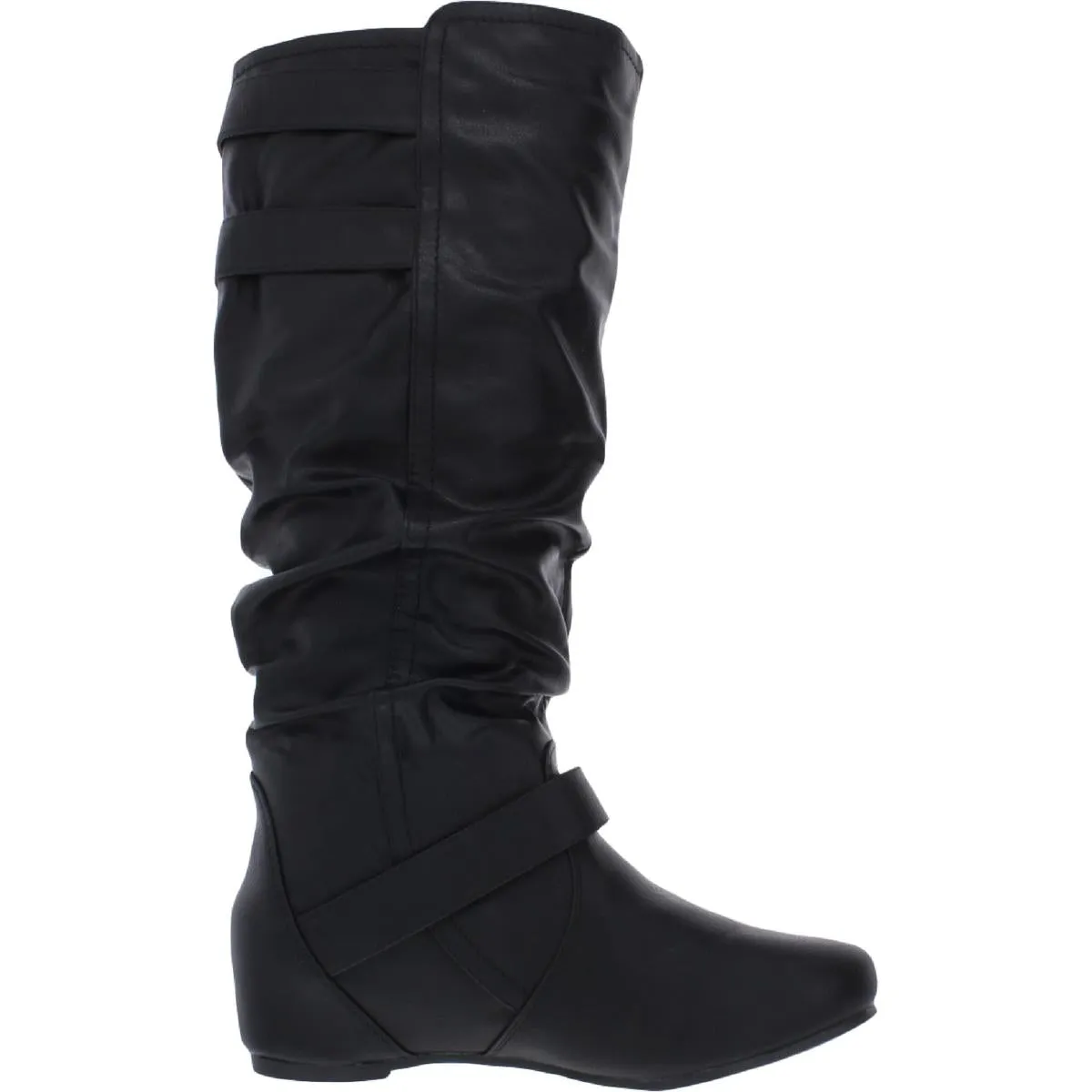 Tiffany Womens Buckle Faux Leather Mid-Calf Boots