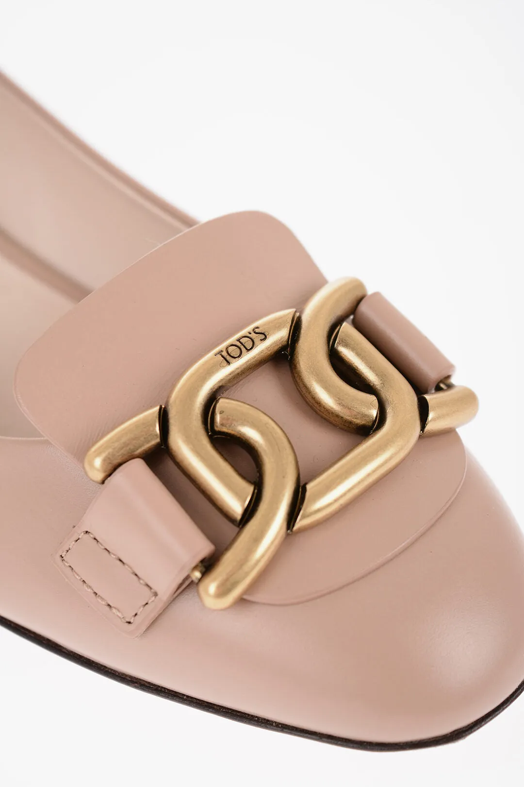 Tod's Leather Ballet Flats With Golden Detail