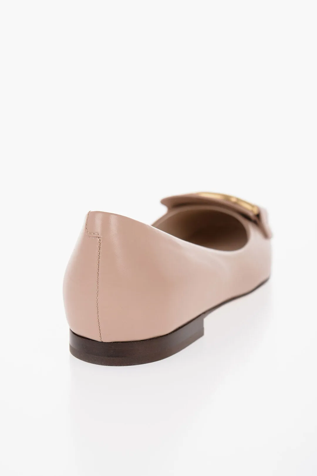 Tod's Leather Ballet Flats With Golden Detail