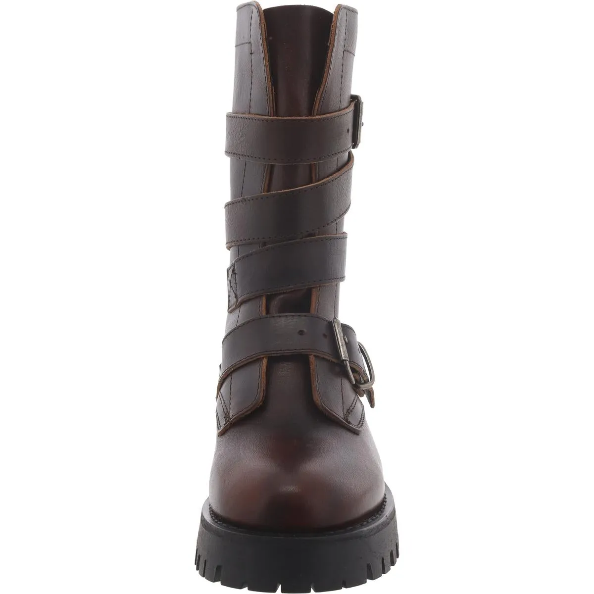 Trenton Womens Leather Lugged Sole Mid-Calf Boots