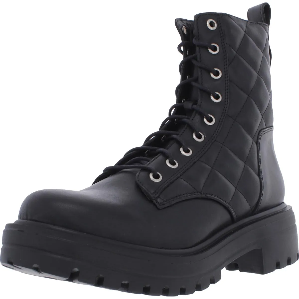 Trenton Womens Leather Lugged Sole Mid-Calf Boots