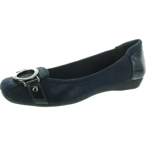 Umeko 2 Womens Buckle Shimmer Ballet Flats