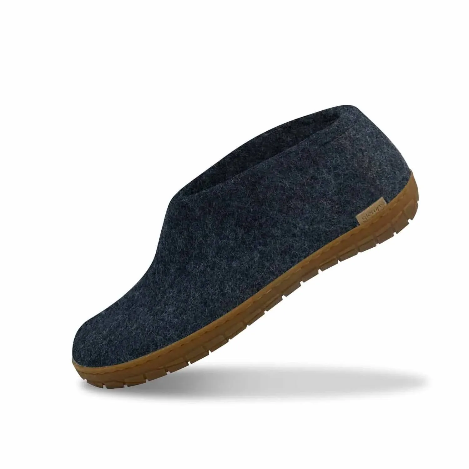 Unisex Felt Slipper With Honey Natural Rubber Sole In Denim