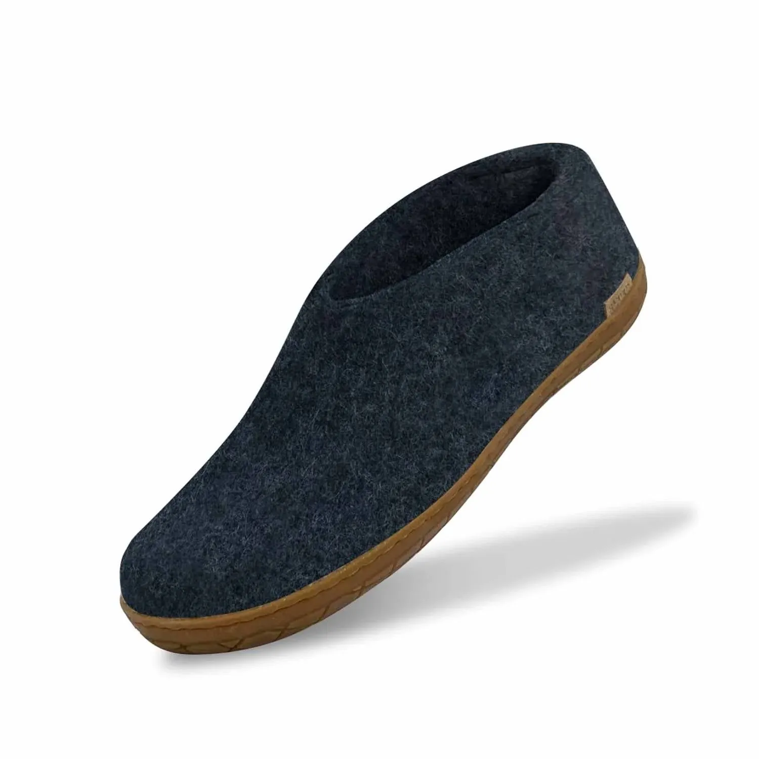 Unisex Felt Slipper With Honey Natural Rubber Sole In Denim