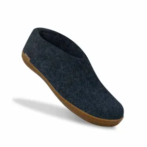Unisex Felt Slipper With Honey Natural Rubber Sole In Denim