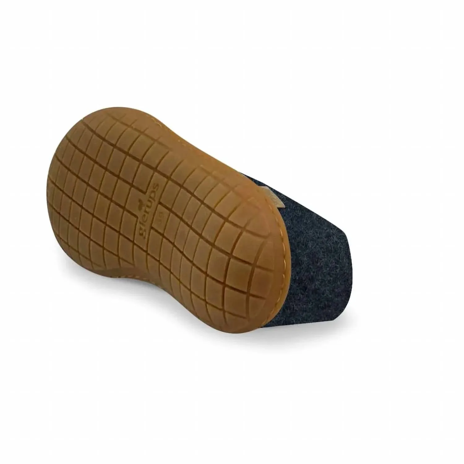 Unisex Felt Slipper With Honey Natural Rubber Sole In Denim