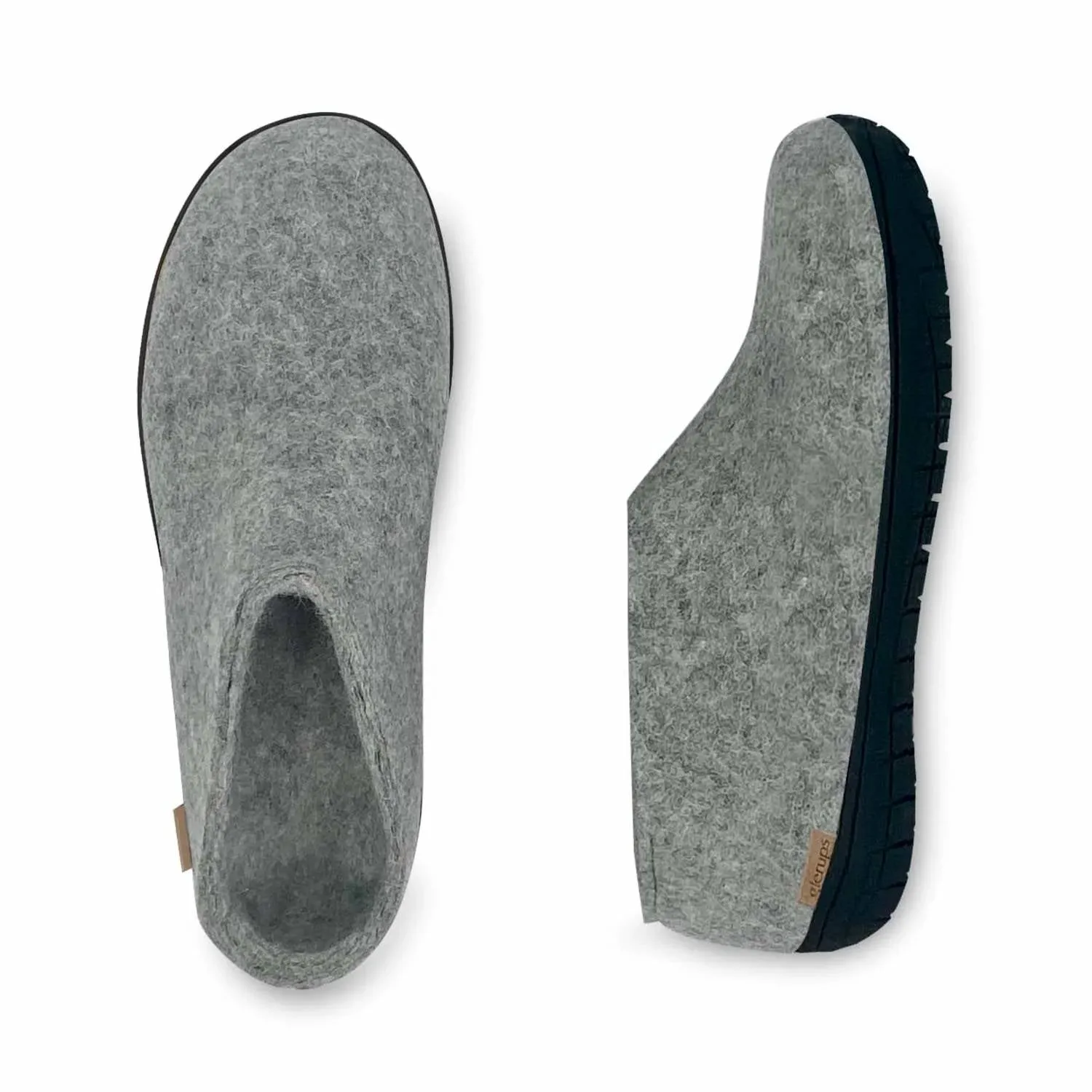 Unisex Felt Slipper With Natural Rubber Sole In Grey