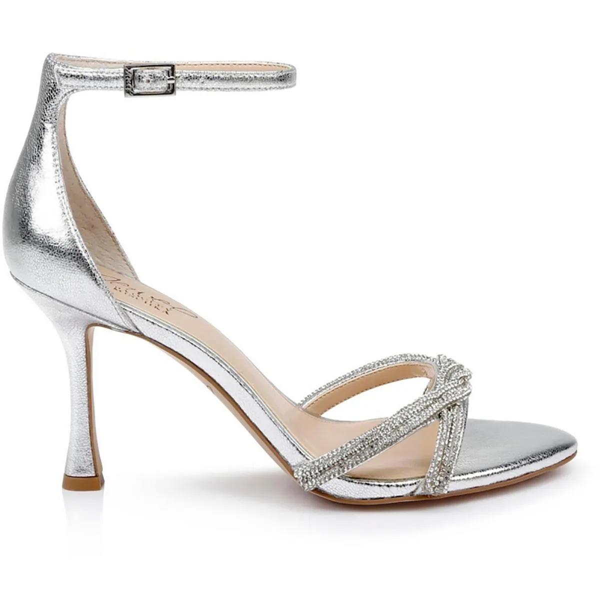 Vani Womens Metallic Ankle Strap Heels