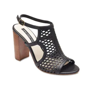 Varsity Heel in Black Leather
