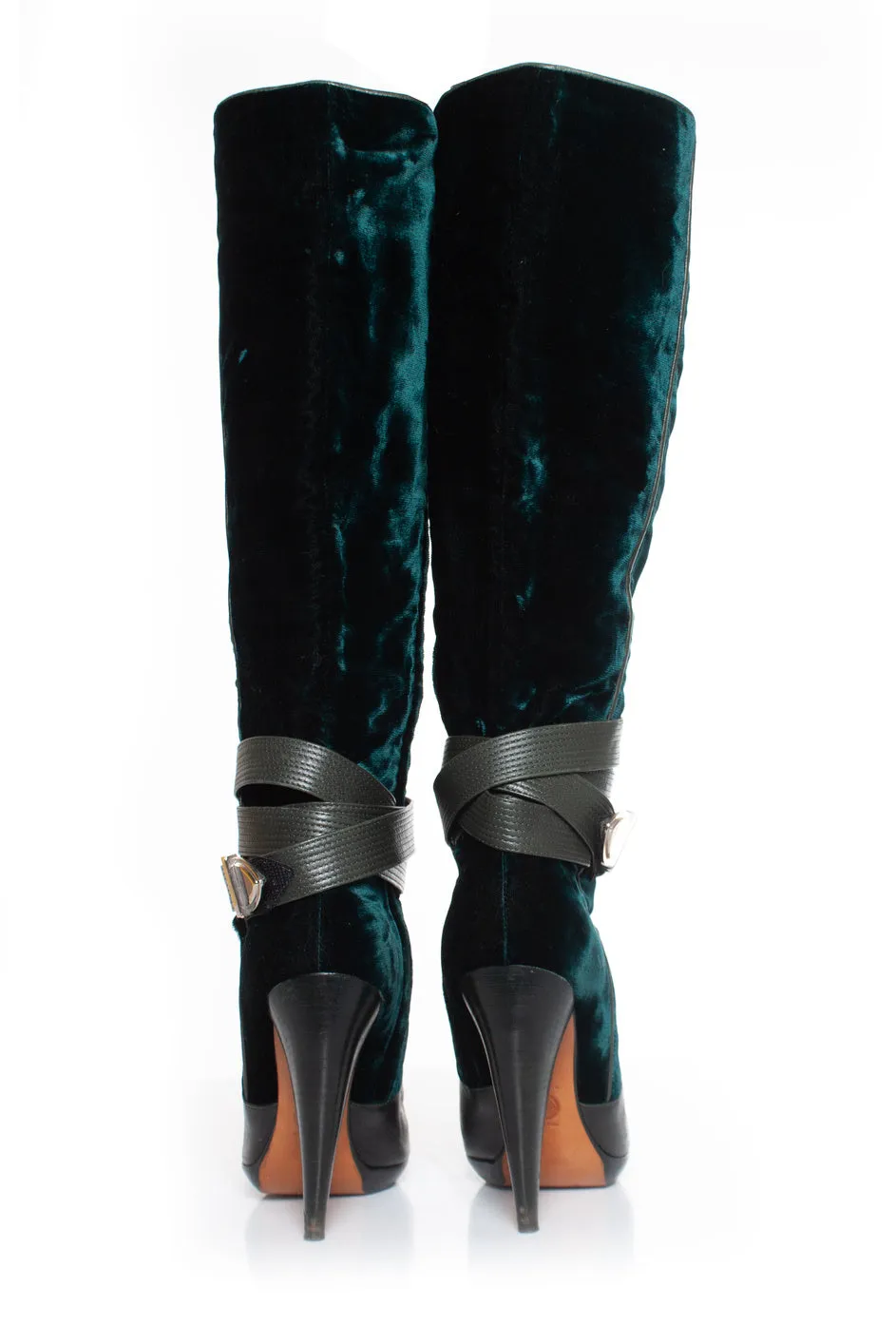 velvet strap boots