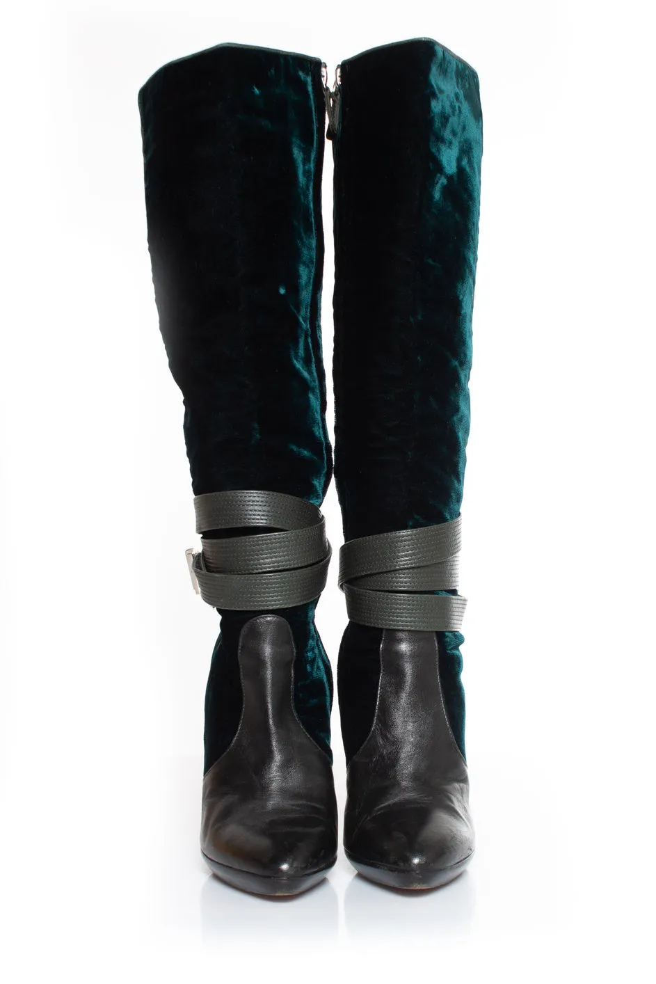 velvet strap boots