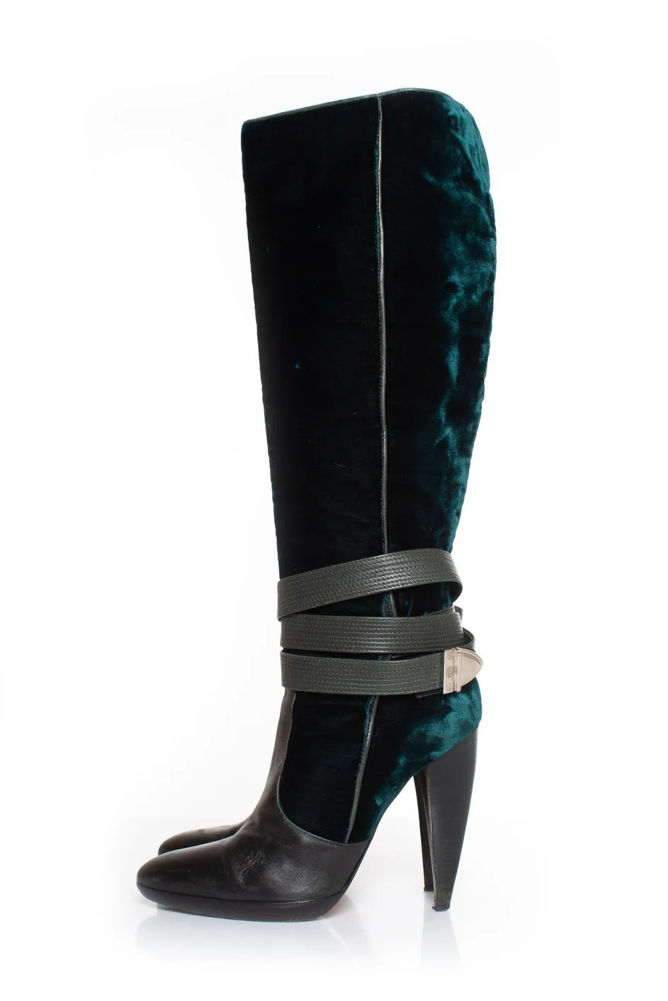 velvet strap boots