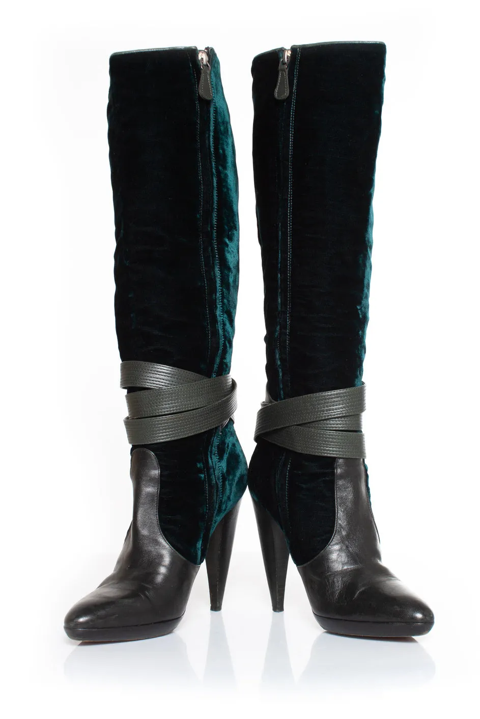 velvet strap boots