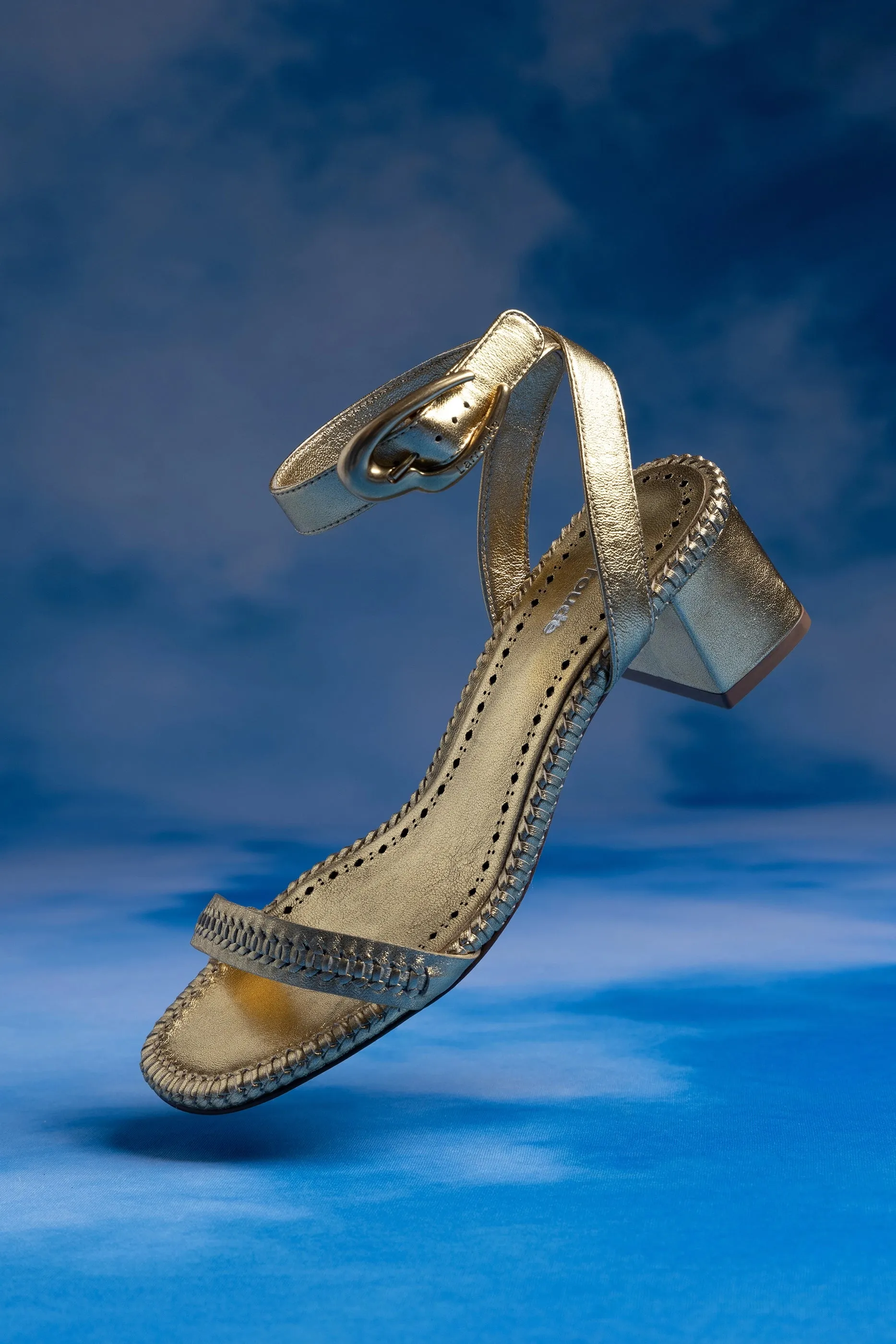 Verona Block Sandal In Gold Metallic Leather