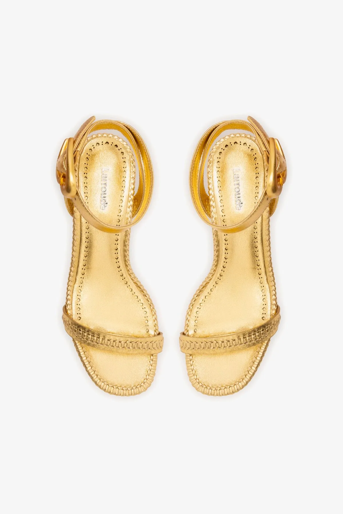 Verona Block Sandal In Gold Metallic Leather