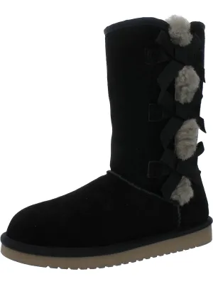 Victoria Tall Womens Suede SHEEP Fur Trim Casual Boots