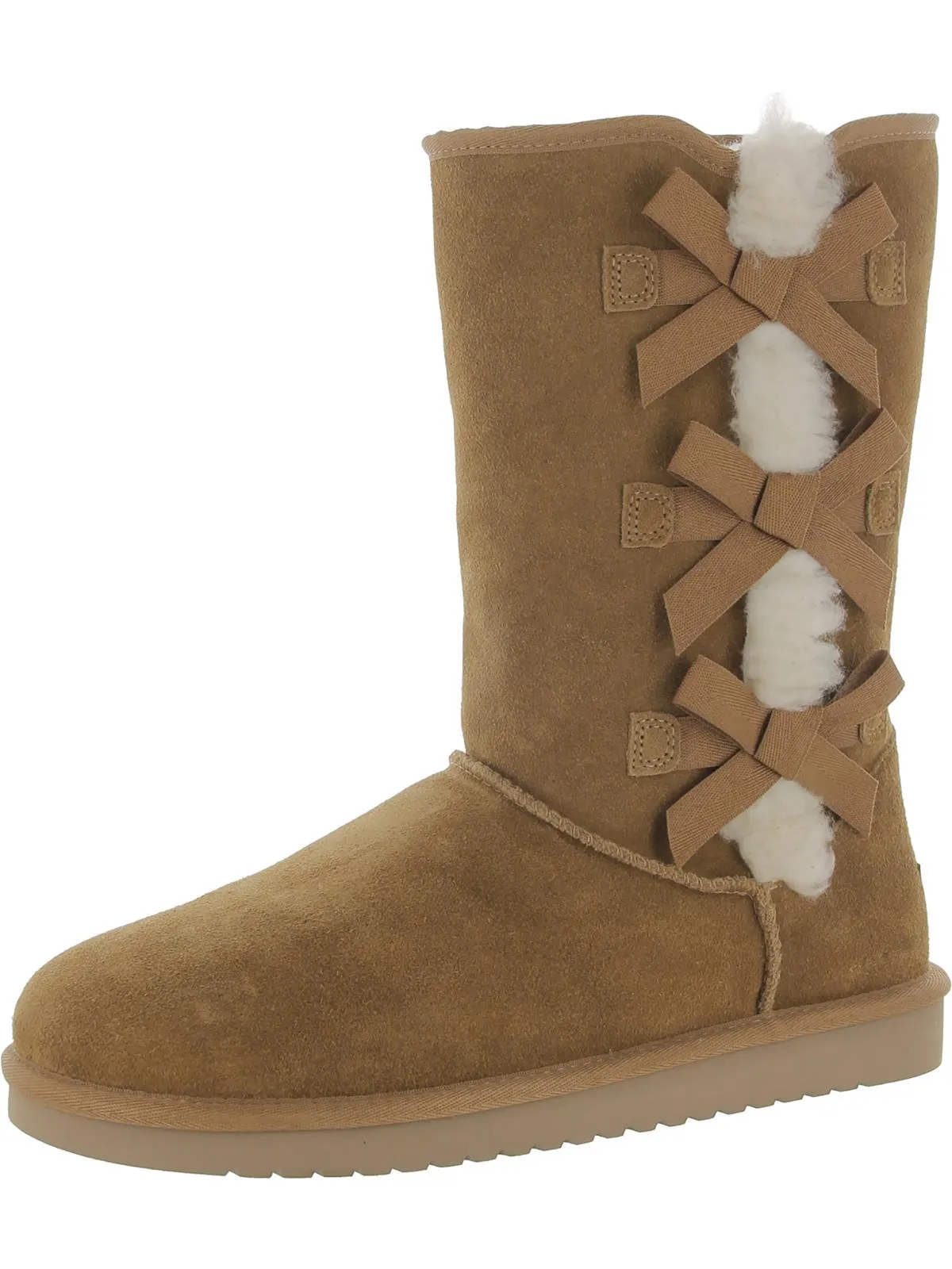 Victoria Tall Womens Suede SHEEP Fur Trim Casual Boots