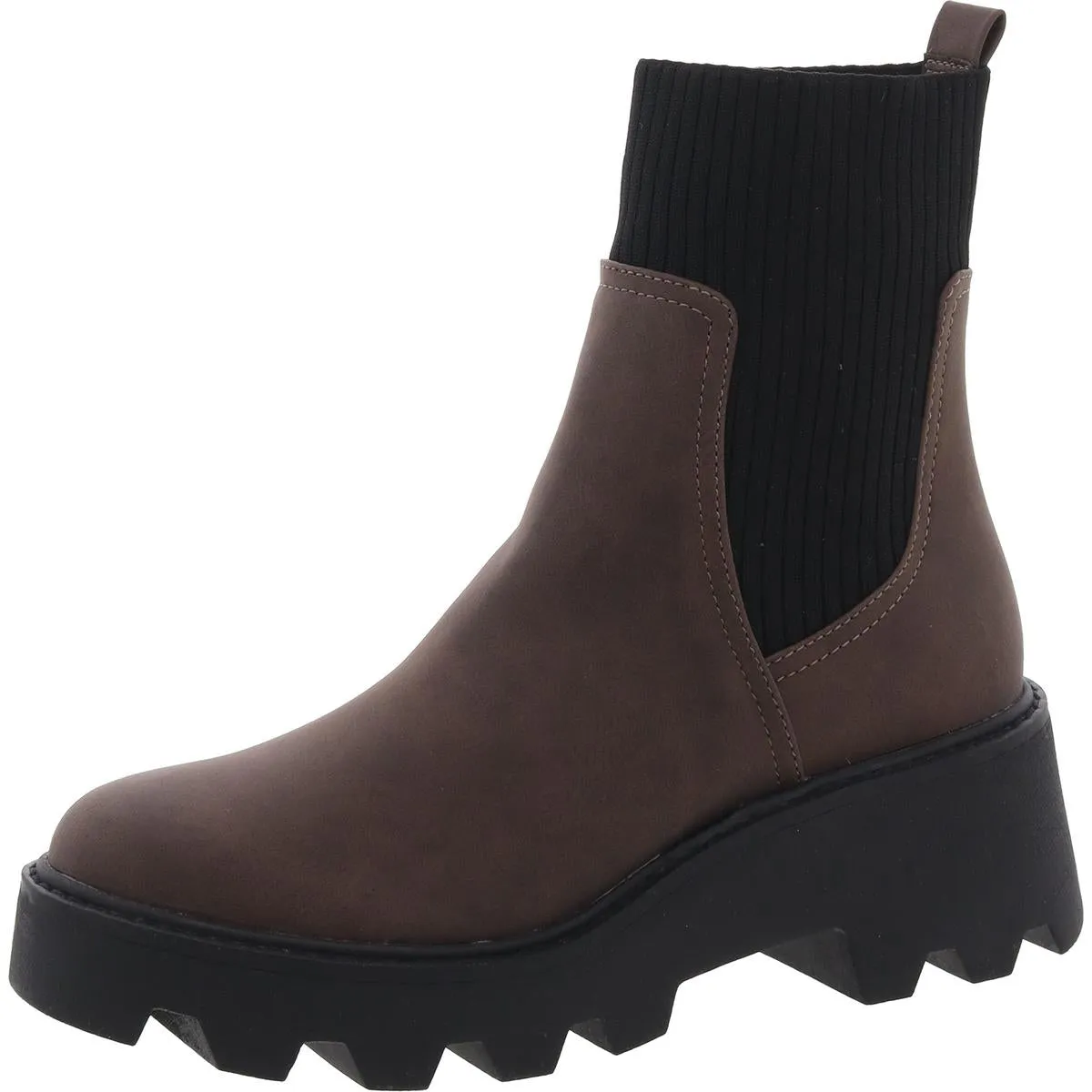 Villa Womens Faux Leather Block Heel Mid-Calf Boots