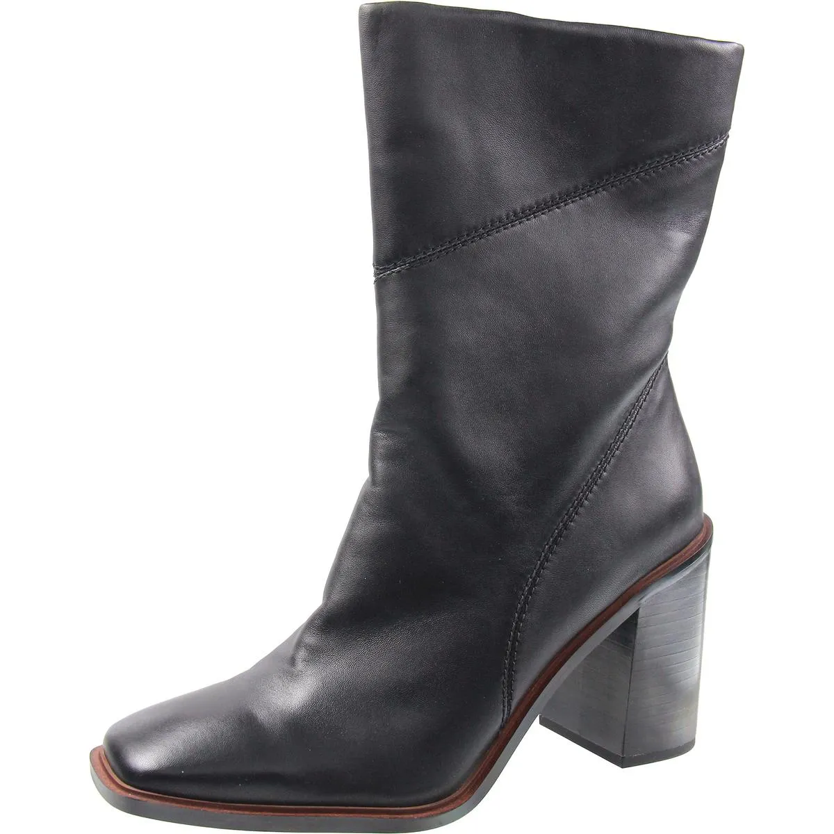Villa Womens Faux Leather Block Heel Mid-Calf Boots