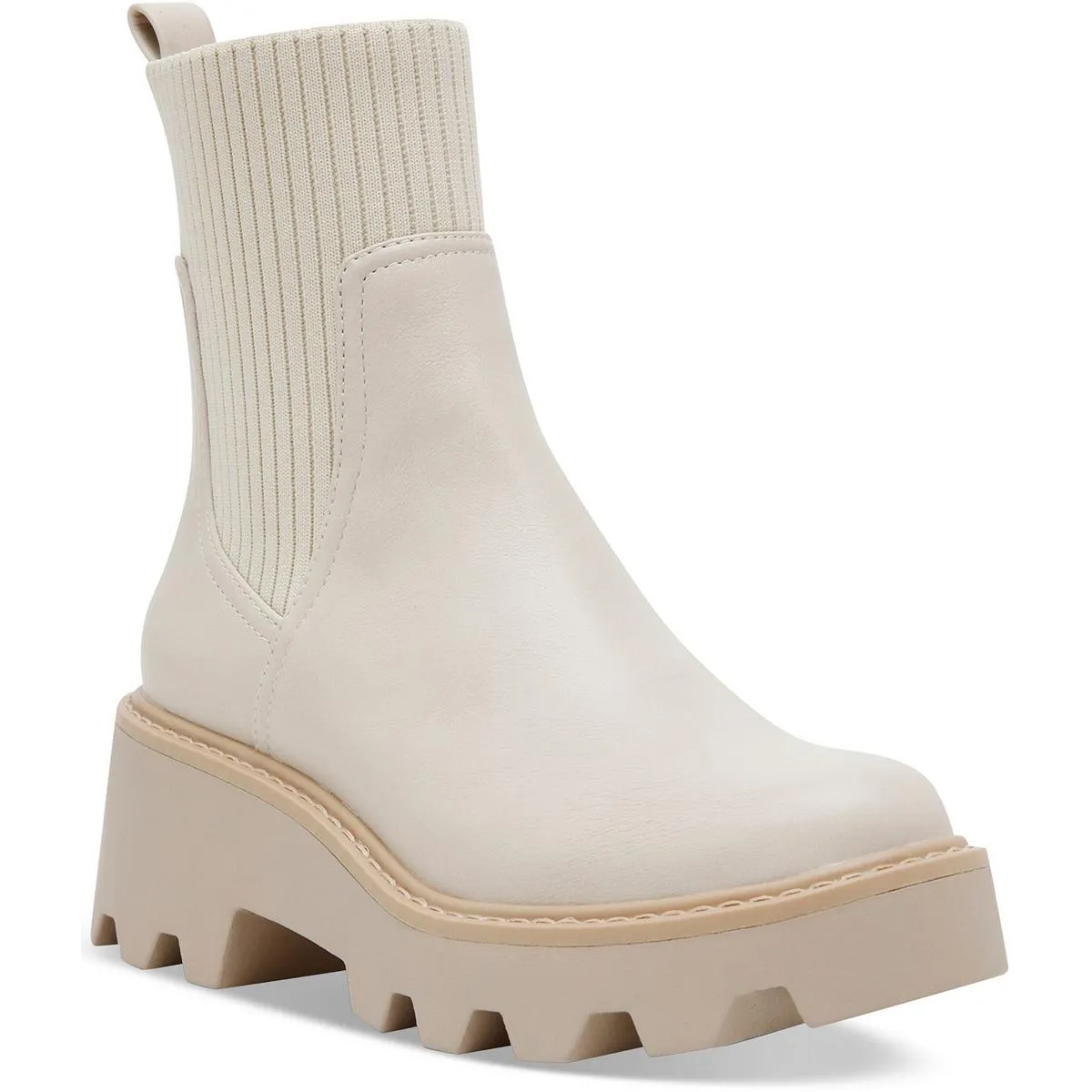 Villa Womens Faux Leather Block Heel Mid-Calf Boots