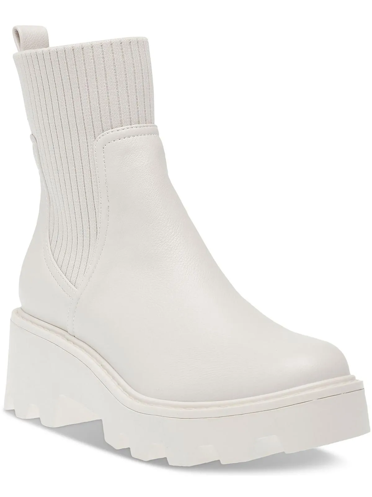Villa Womens Faux Leather Block Heel Mid-Calf Boots