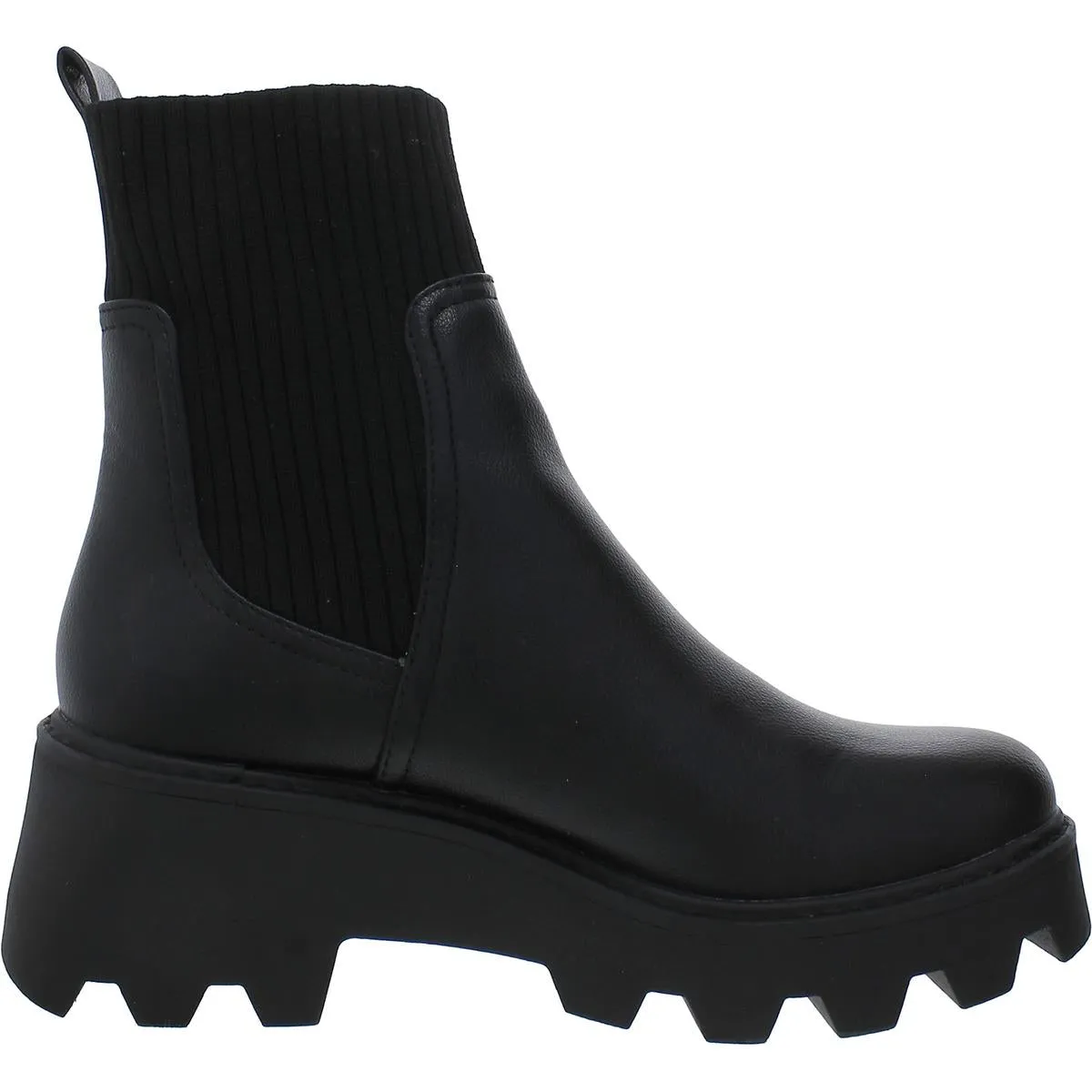 Villa Womens Faux Leather Block Heel Mid-Calf Boots