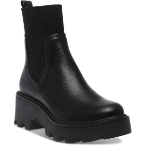 Villa Womens Solid Manmade Motorcycle Boots
