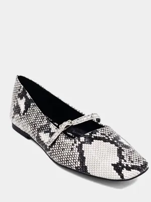Women's Adele Ballet Flat In Black And White Snake