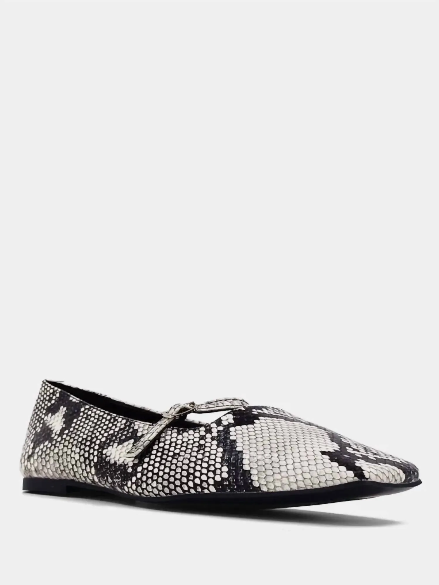 Women's Adele Ballet Flat In Black And White Snake