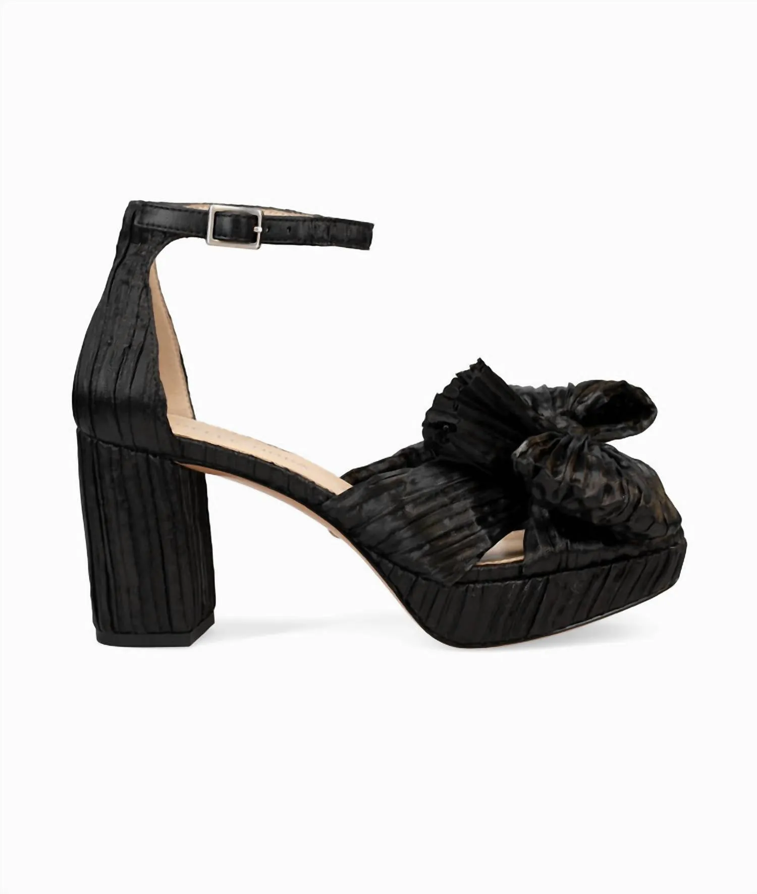 Women's Amalie Platform In Black Pleated Fabric