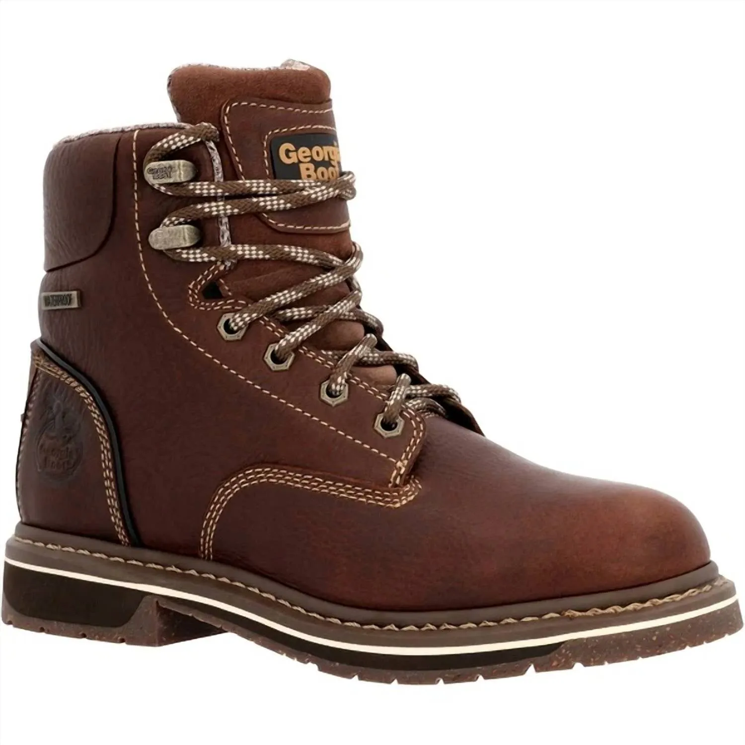 Women's Amp Lt Edge Waterproof Soft Toe Work Boot In Brown