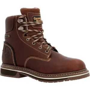 Women's Amp Lt Edge Waterproof Soft Toe Work Boot In Brown