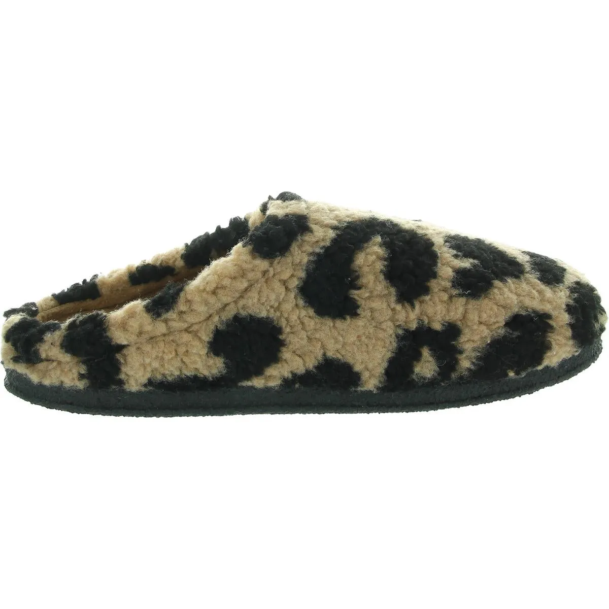 Womens Animal Print Faux Fur Slide Slippers