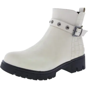 Womens Animal Print Faux Leather Ankle Boots