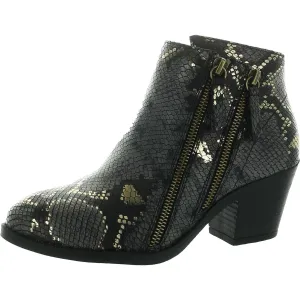 Womens Animal Print Faux Leather Ankle Boots