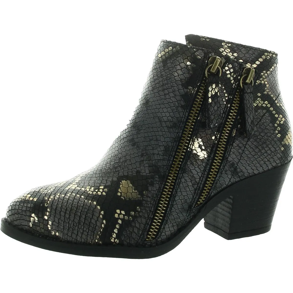 Womens Animal Print Faux Leather Ankle Boots