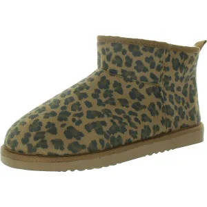 Womens Animal Print Faux Suede Shearling Boots