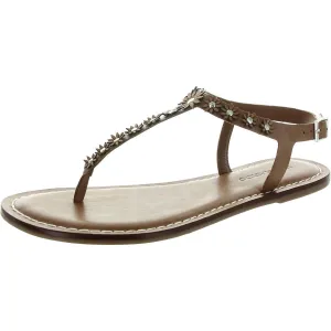 Womens Applique Leather Slingback Sandals